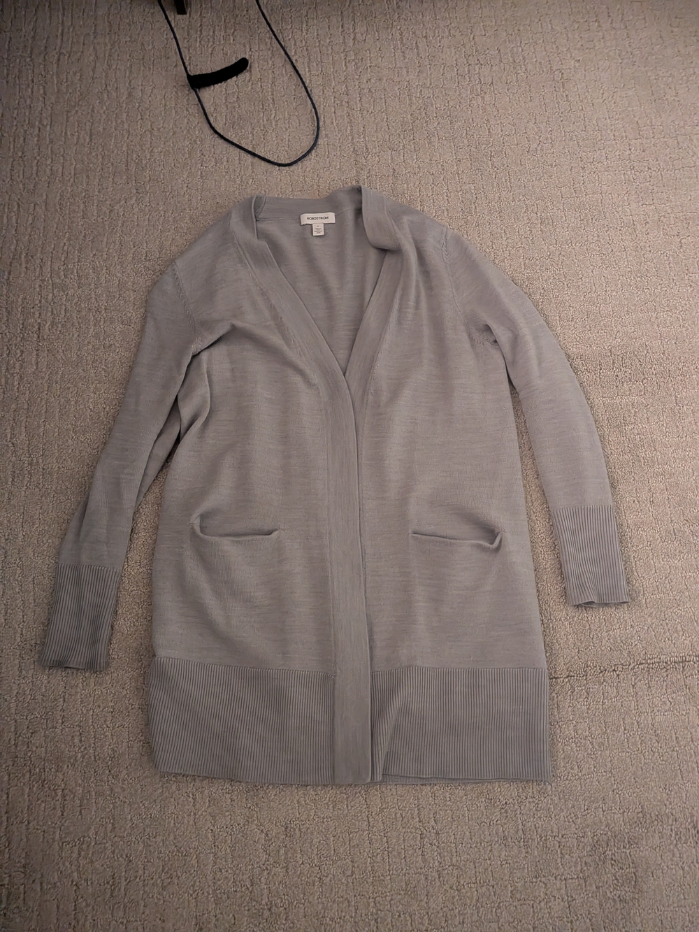 Nordstrom Women's Heather Gray Open-Front Knit Cardigan Size Small